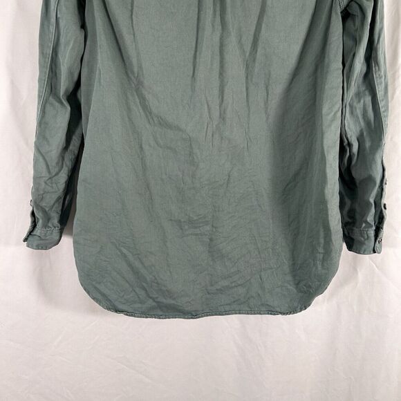 Madewell Jacket Women's Small Green Button Up Long Sleeve 100% Cotton - Picture 9 of 9